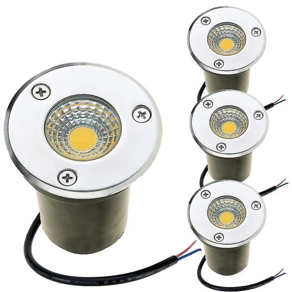 3W LED-markbelysning för trädgård, IP65, utomhus, nedgrävd, varmvit, för tillfart, uteplats, 1 st - svart