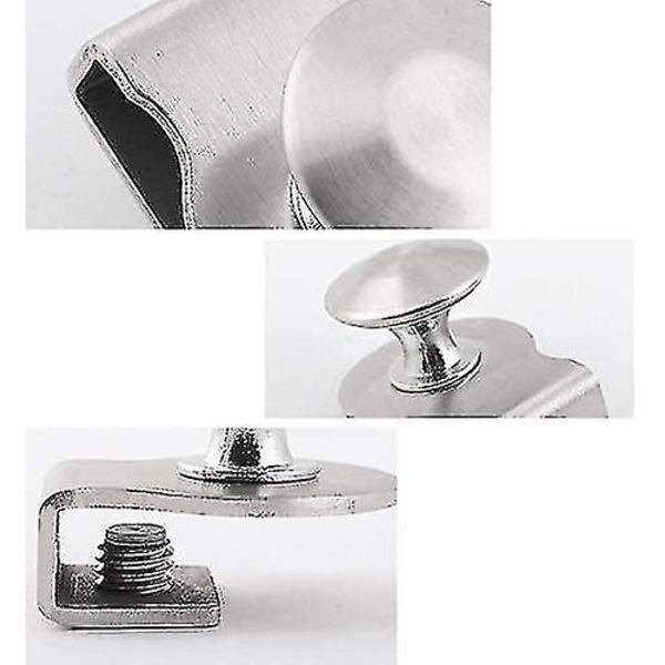 Dørhåndtak/glassklips i rustfritt stål 5-8 mm for utstillingskap, møbler, skuff, ingen boring, 2 stk