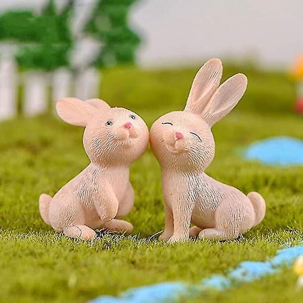 Mini Kaninfigurer Påskehare Dekorasjon Mikro Landskap Dekor