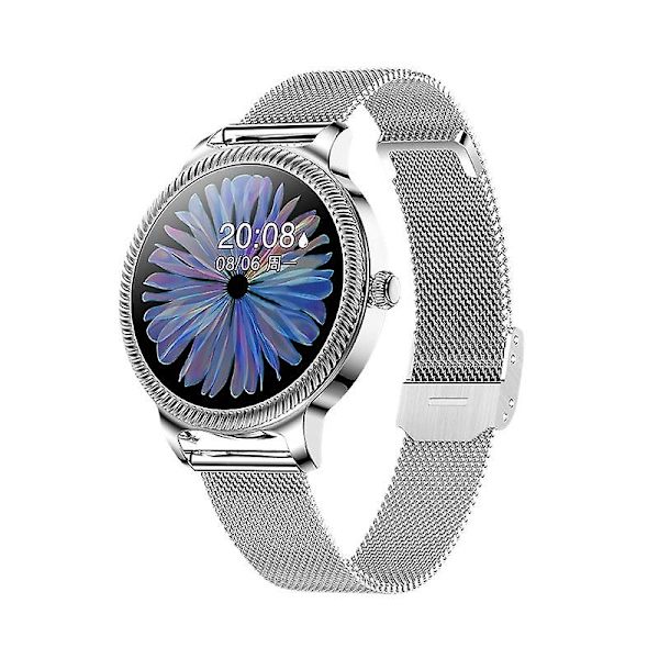 Smartklokke for kvinner 1.09 Full Touch Hjertefrekvens Blodtrykk Fysiologisk Periode Påminnelse Helse Mote Buckle net silver steel