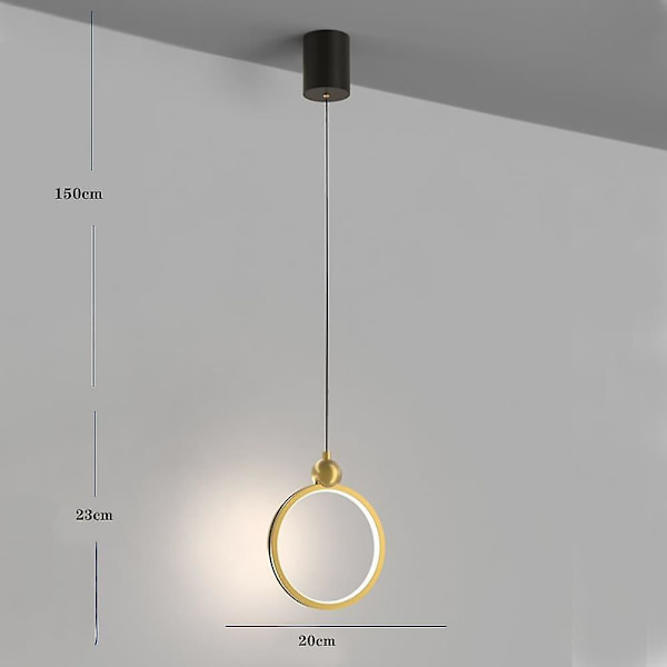 LED-pendellampe Nordisk sirkelring 20 cm metall malt finish