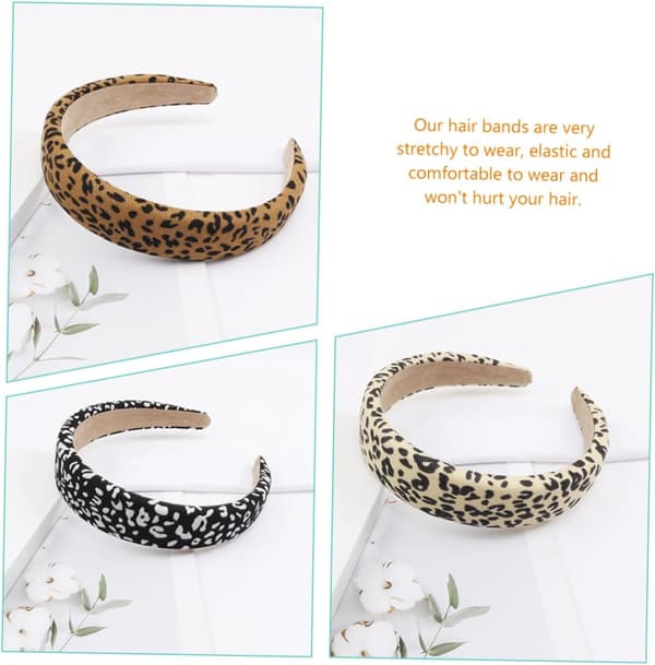 4 stk. elegante leopardhårbånd for kvinner, tøybare og komfortable brede hårbånd for krøllete hår, motehodeplagg