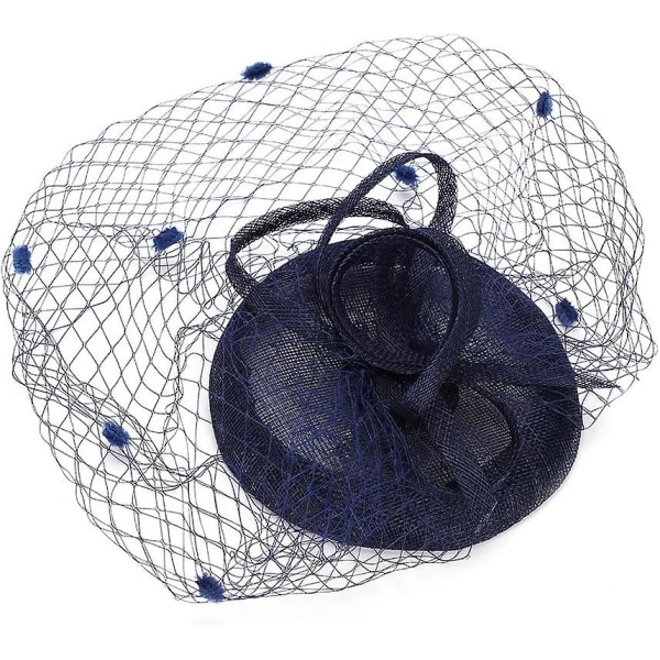 Hatt med slør for kvinner, fascinatorhatt til bryllup, fest, pillboxhatt, bowlerhatt, mini topphatt