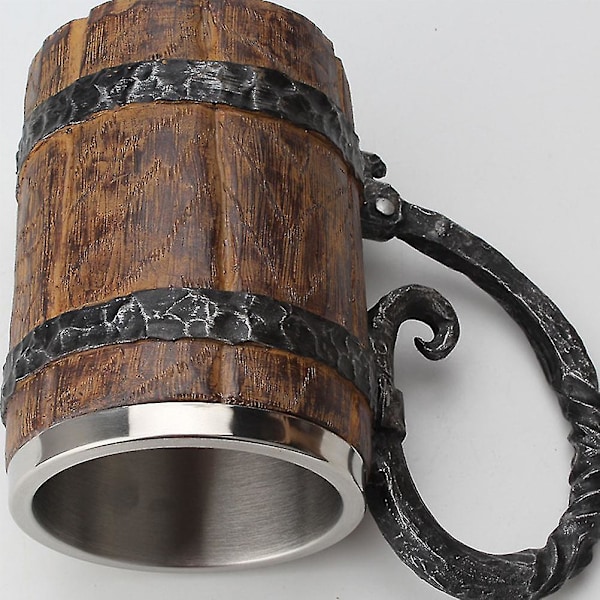 Rustfritt Stål Krus Mugge Tankard Drikkemugge Viking Drikkvare Vintage Bar Mugg Tre Øl Tankard