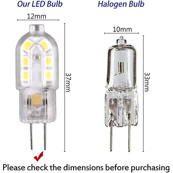 10 stk. 2W G4 LED Pære SMD2835 12LEDs Bi-pin Sockel 12V