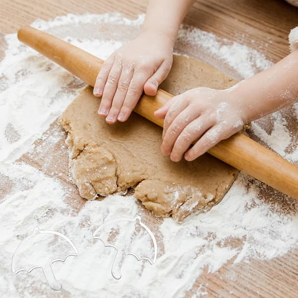 4 stk. paraplyformede kjekskuttere i rustfritt stål, bakeformsett for hjemmebaking