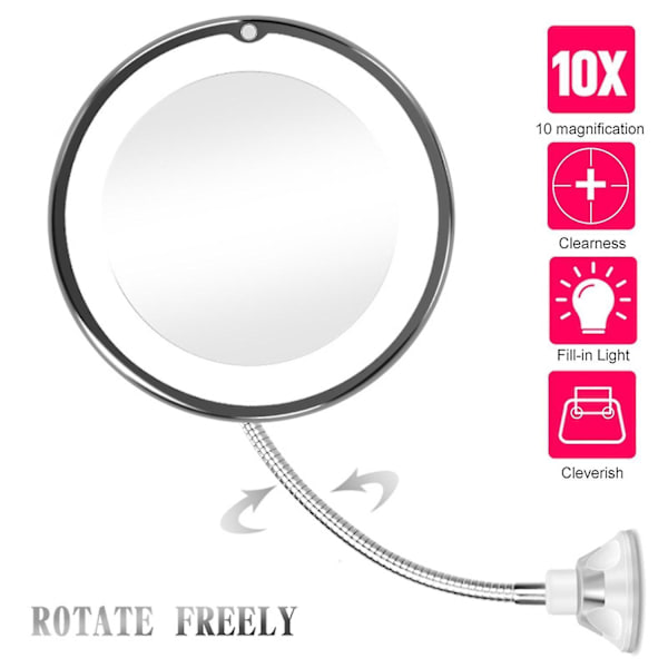 10x Suurennus LED-meikkipöytäpeili Hanhenkaula Kosmetiikkapiilit