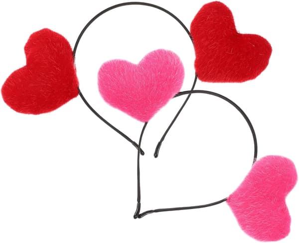 2 stk. Valentinsdag Hjertefjær Antennehårbånd, Røde Magenta Hårtilbehør