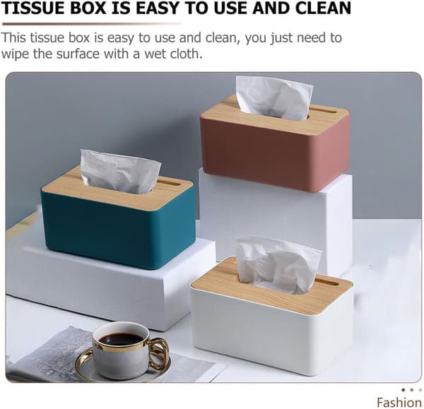 Flerbruks blå vevboksdeksel med trekorn design, enkel å bruke og solid serviettbeholder