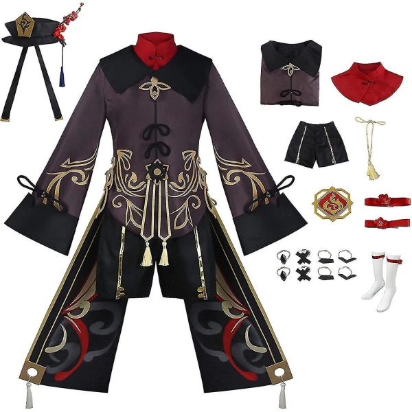 Anime Hu Tao Kostym Outfit Spelbyxor Uniform Set XL