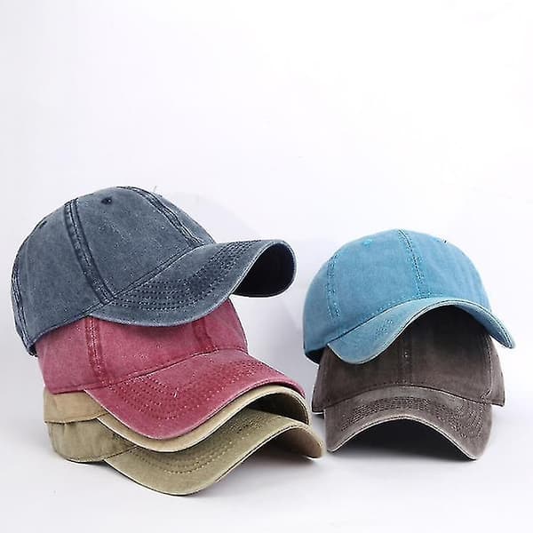 Retro Vaskbar Justerbar Baseballcaps i Bomull - Diskret Ensfarget Klassisk Retrohatt