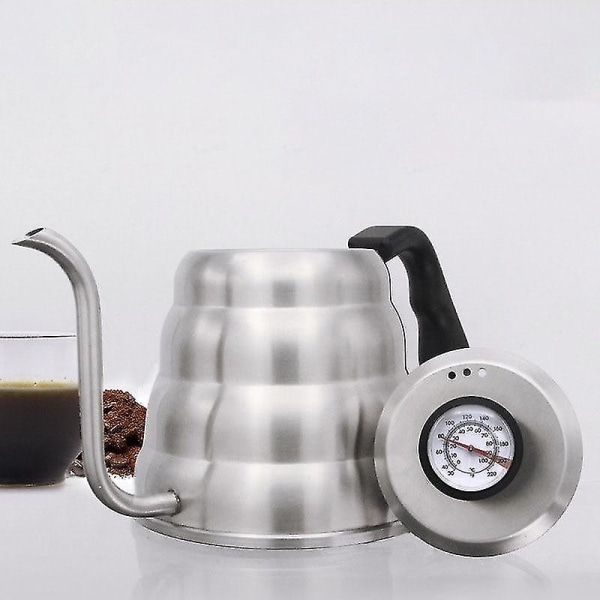 1l stål kaffekanna termometer droppvattenkokare gåshals