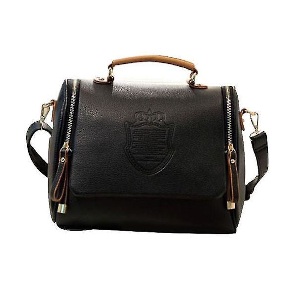 Damväska med axelrem, crossbody, dragkedja, stor kapacitet, PU-läder, för mobiltelefon Black