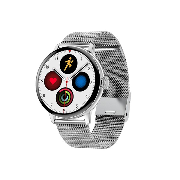 Smartwatch med Full Round Full Touch-band, Trådlös Laddare, Bluetooth-samtal, Pulsmätning, Sömnövervakning, Armband Black glue