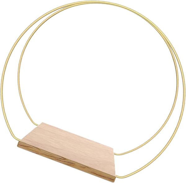 30 cm guldmetallringkrans med träbas DIY blommig ring mittpunkt för bröllopsbordsdekoration