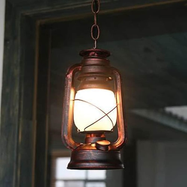 1-lys 14cm Led Pendel Light Metal Glass Lantern Vintage