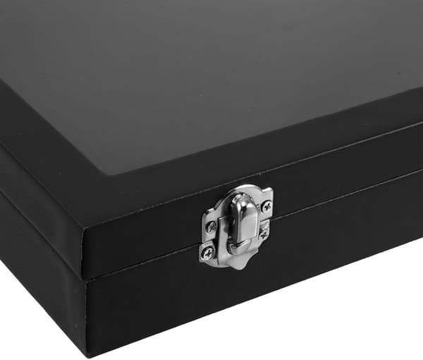Shadow Box Display Case til smykkenåle og emblemer med elegant design, dobbelt placering
