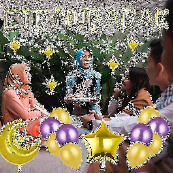 Ramadan Eid Ballongsett - Eid Mubarak Islamsk Tema Festdekorasjon silver