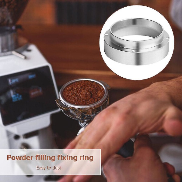 Aluminium kaffepulververktøy tilbehør Anti-dråpe doseringsring for bryggeskål (sølv) (1 stk)