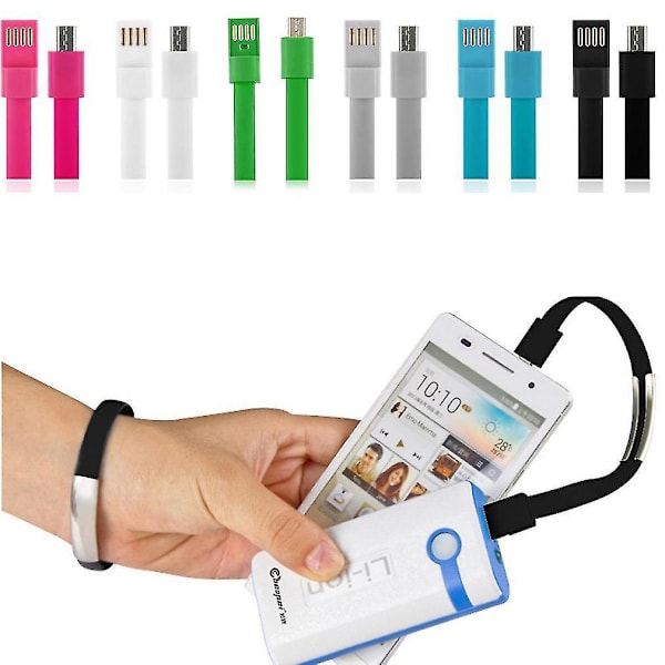 Pehmeä ranneke Micro USB 2.0 -kaapeli rannekoru lataus Androidille