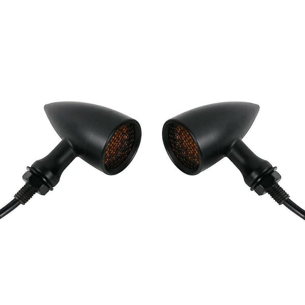Motorcykel Sort LED Blinklys Indikator Amber Lampe Universal Gl (sort+gul) (2 stk)