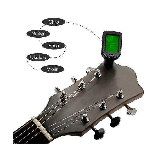 Professionell Clip-on-gitarrstämapparat för akustisk/elektrisk gitarr, ukulele, violin, bas, kromatiska stämningslägen (2-pack)