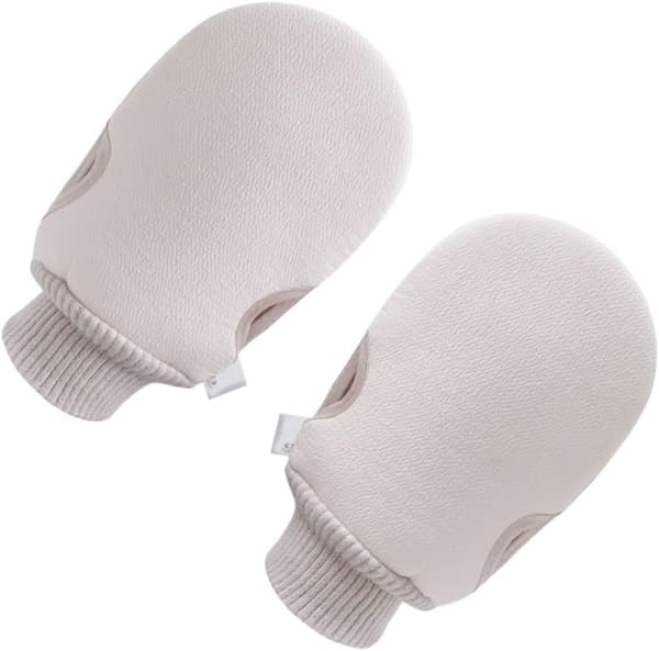 Exfolierande duschhandskar 2-pack Beige Ryggmassagehandske Kroppsskrubbvantar