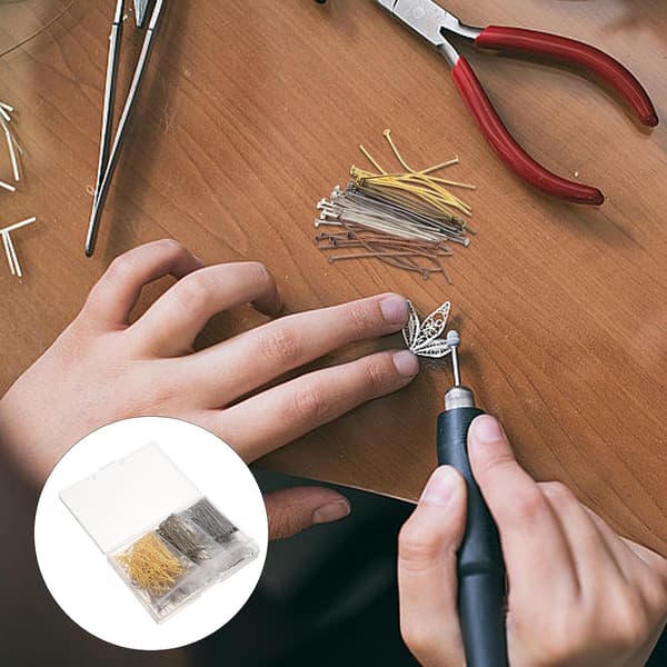 600 stk. metallhode-nåler, flate hode-perlenåler for DIY smykkefremstilling