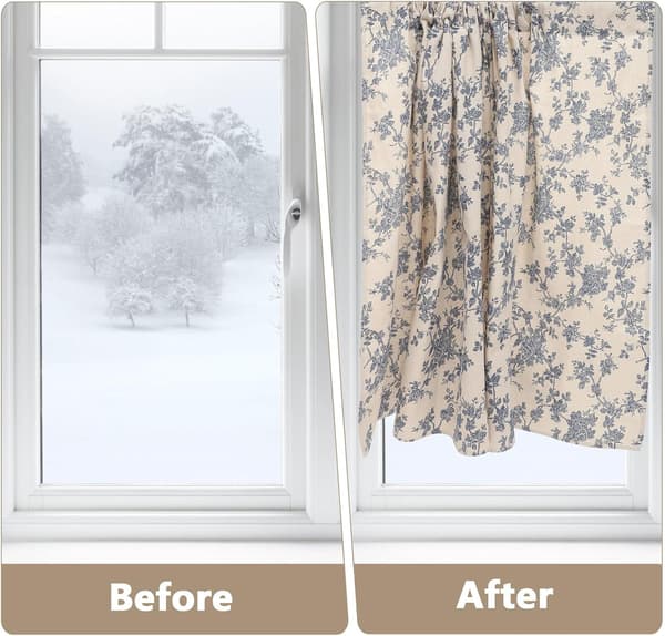 Halvfönster Insynsskydd Gardin Tier Blommig Gardin 100% Polyester Bomull Bekväm Andningsbar