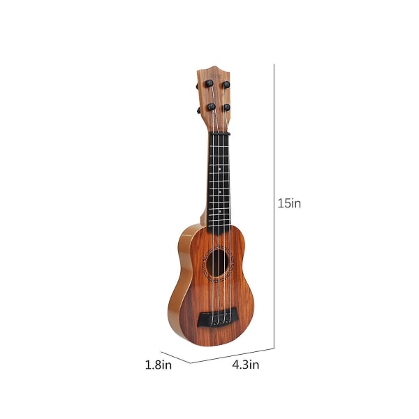 Barnegitar Ukulele Nybegynnermusikkinstrument 15 tommer med 4 strenger minigitar for ferdigheter Forbedring av barn leker tidlig pedagogisk førskolebarn