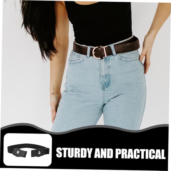 Justerbart midjebelte uten spenne, svart elastisk stretchbelte for gutter, jenter, unisex