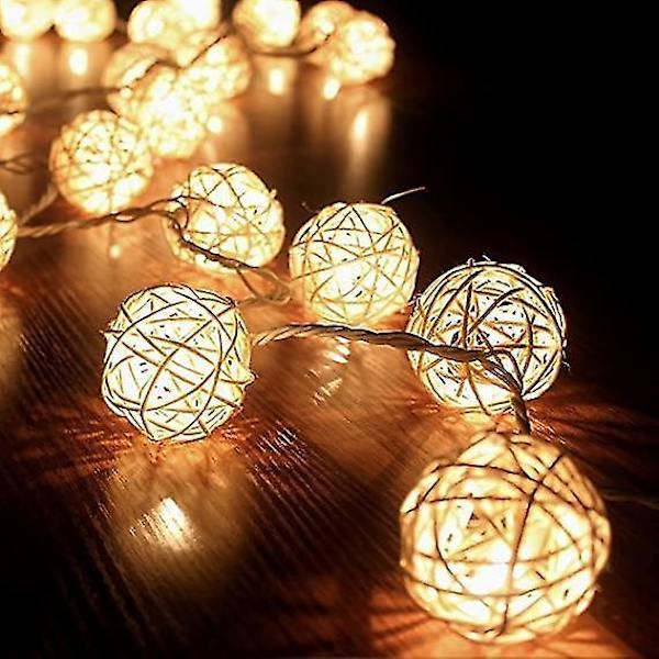 20 LED-rattanpalloa, keijuvalot, terassivalaistus, ulkokoristelu