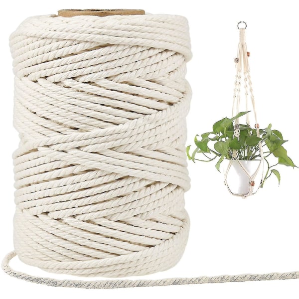 5 mm Macrame-snor, 165 fot tykt bomullsmacrame-tau for vegghengende plantekasser Klemmer Strikke Macrame Hjem Gjør-det-selv A-yuhao