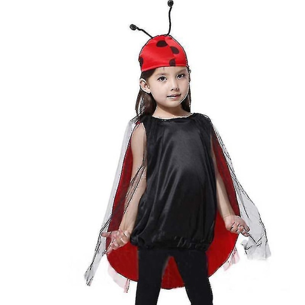 Piger Rød Mariehøne Kappe Antenne Hat Tøj til Børn Kostume M
