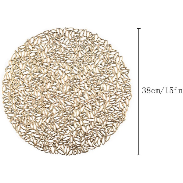 2 stk Runde Hule Plassmatter, Gull Rund Isolasjonsplasseringsmatte, PVC Miljøvennlig Anti-skli