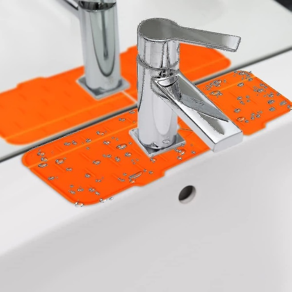 Silikone vandhanemåtte til køkkenvask, køkkenhanevask stænkskærm med afløbstud