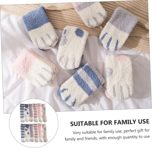 6 par katteklo fleece rørstrømper fleece varme strømper til drenge og piger fluffy vintervarme sokker