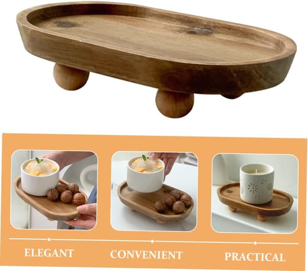 Ovalt serveringsbrett i tre, multifunksjonelt aromaterapi-displaybrett, diverse organisator
