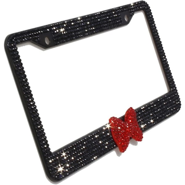7 Rækker Bling Bling Rhinestone Rustfrit Stål Nummerplade Ramme Slips Glansfuld Nummerplade Dekoration