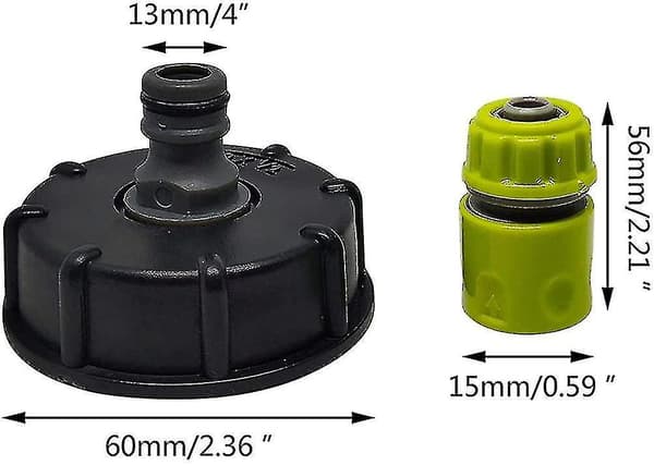 IBC Tank Tap Adapter Vatten Slangkopp Koppling Trädgårdsslang Kran Trädgård