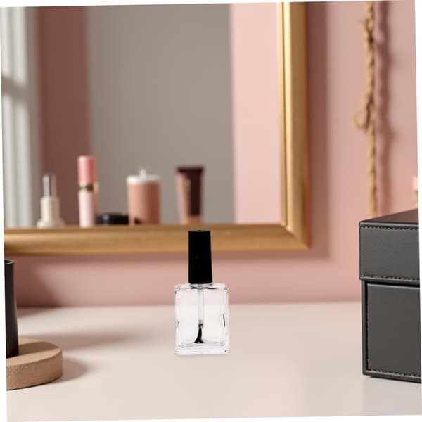 12 st nagellacksprovflaskor platta rektangulära glas 15 ml med svarta borstlock säkert lock smidig applicering