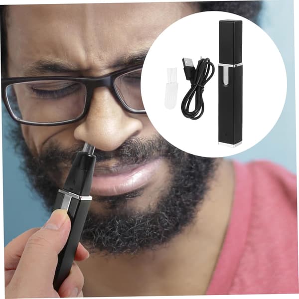 2 stk USB nesehårtrimmer øre nesehårklipper for menn ansiktsfjerner dobbelkantet kutterhodefjerner
