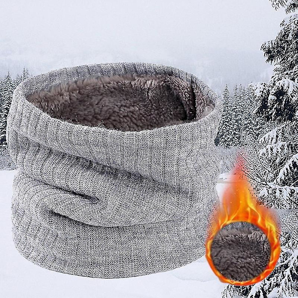 Vinterhalsduk för Män Fleece Ring Bandana Stickad Varm Solid Halsduk Kvinnor Halsvärmare B9-solid