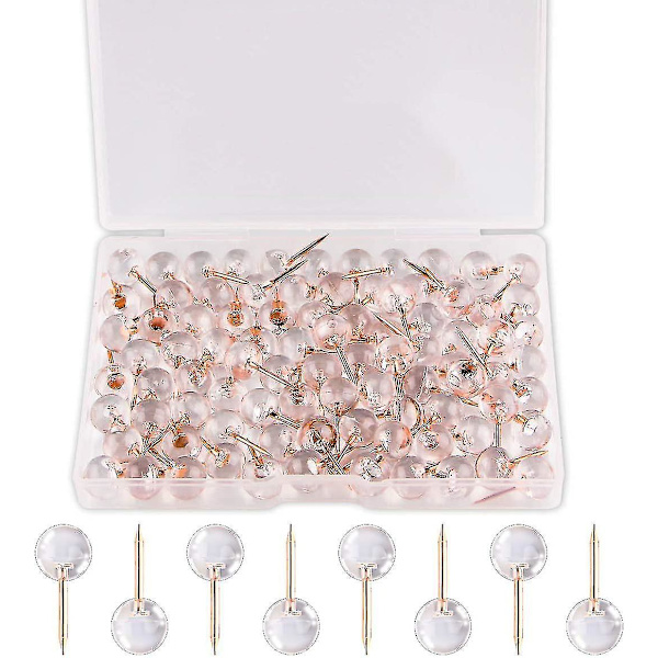 Roséguld Kartnålar 100-pack 1/3 Tum Stor Storlek Trycknålar