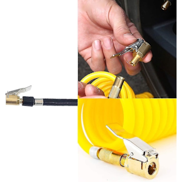 2-delad Bil Däckventil Adapter, 8mm Pumpmunstycke Mässing Inflator Ventilklämma Anslutningsadapter