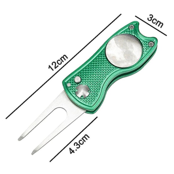 Metal foldbart Golf Divot Tool Magnetisk (grøn)