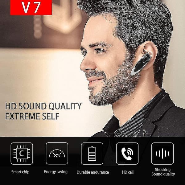 Bluetooth-hodetelefon med mikrofon, håndfri samtaler, støydemping, trådløs Bluetooth-ørepropp (1 stk, gull og hvit)