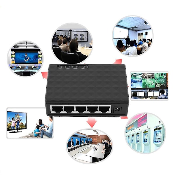 5 Ports 100-1000Mbps Ethernet Netværk Switch Hub