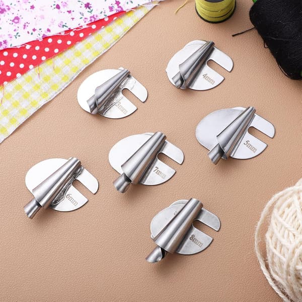 6st Universal Symaskin Rullfåll Pressarfot Set 3mm-8mm Spiralfållfot Fästtillbehör