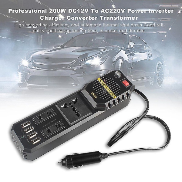 Pro 200W DC12V AC220V Strømomformer Oplader Konverter